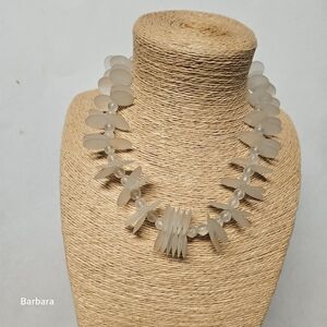 Vintage 80s Frosted Lucite Discs and Clear Bead Necklace